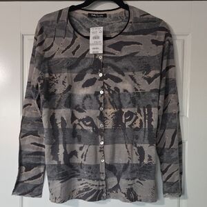 Fabulous Betty Barclay Grey Tiger Print Cardigan Size   M/L
